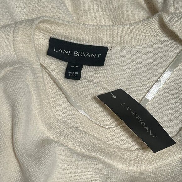 Lane Bryant Sweater Cream & Navy Women's 14/16 NEW with Tags  Cold Shoulder - Picture 8 of 15